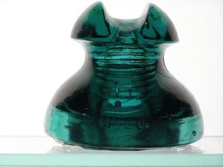 CD 296 [20] No name No. 20 with blotouts dark aqua glass insulator 3 skirts