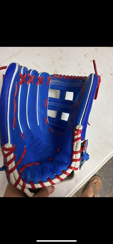 Wilson A2K MLB 12.5" Left Hand Baseball Glove Leather Blue Red White Gray
