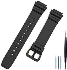 Natural Resin Replacement Watch Band Compatible with Casio W218H W-219H Black