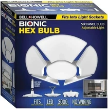Bell and Howell Hex Bulb, 6 Panel Adjustable LED Light Bulb 3000 Lumen