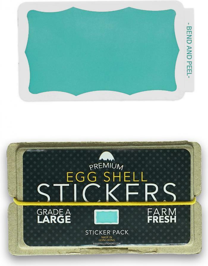Egg Shell Stickers Teal Wavy Border