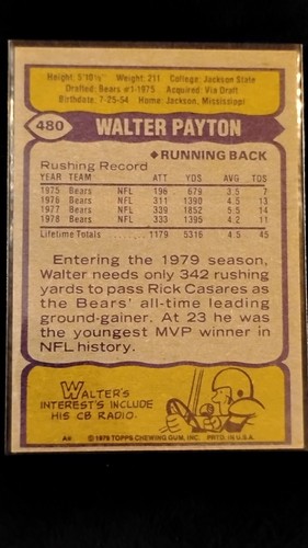 1979 Topps - Walter Payton #480 - 第 2/2 張圖片