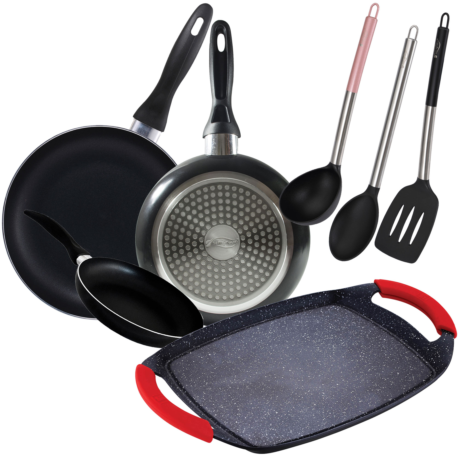 San Ignacio Set 3 Sartenes + Plancha Grill + 3 Utensilios