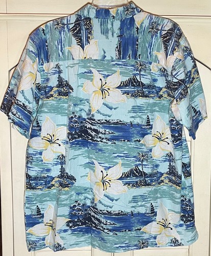 Cherokee Waikiki Wear Men's Tropical Floral Button Up Large Short Sleeve Shirt - Picture 2 of 4
