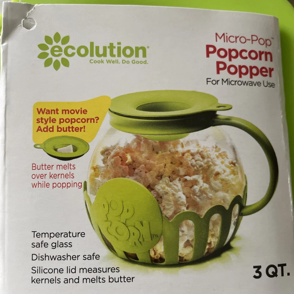 Ecolution Micro-Pop 3 Quart Microwave Popcorn Popper - Green, Brand New - Image 2 of 4