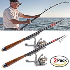 2xProfessional Carbon Fiber Telescopic Fishing Rod Travel Spinning Rod Pole 2.1m