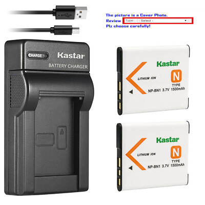 Kastar Battery Slim Charger for Sony NP-BN1 BC-CSN & Sony Cyber-shot DSC-W800
