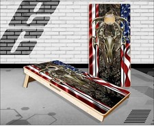 American Flag Deer Skull Camo Cornhole Boards Bean Bag Toss Game