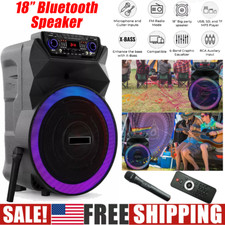 18" 4500W Portable Bluetooth Speaker with Wireless Mic Rechargeable Bass
