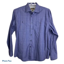 Pronto Uomo Blue Men's Long Sleeve Button Front Dress Shirt Size XL Cotton