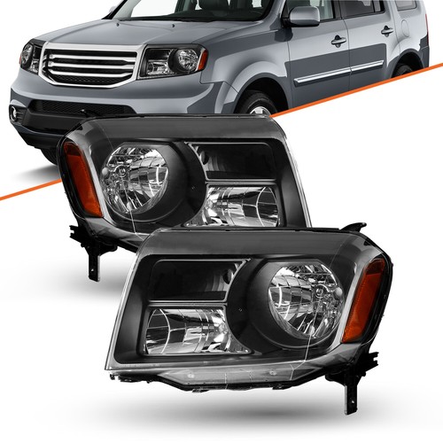For 2012 2013 2014 2015 Honda Pilot Halogen Black Headlights Assembly