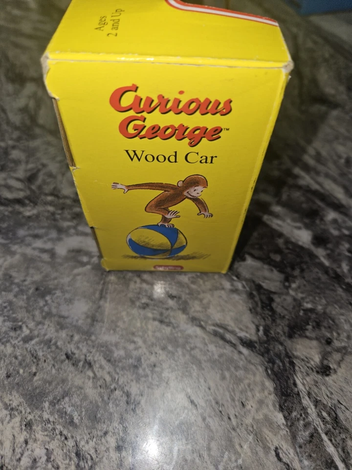 Coche de carreras Curious George Wood de Schylling Monkey derby de madera usado leer Foto 4 de 4