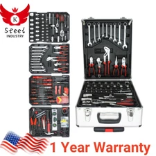 899 PCS Home Repair Tool Set Kit General Household Tool Kit w/ Rolling Tool Box