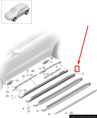 PORSCHE MACAN 95B Right Rocker Panel Molding 95B853564 1E0 NEW GENUINE