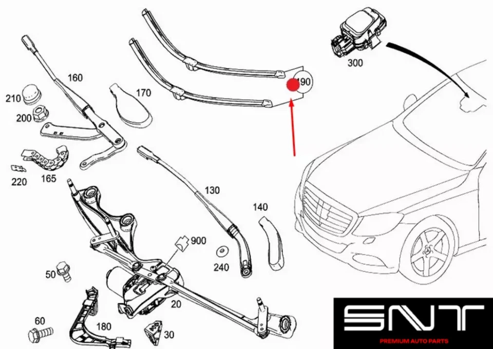 OEM MERCEDES BENZ S W223 FRONT WINDSHIELD WIPER BLADES SET LHD A2238240000 - Image 3 of 4