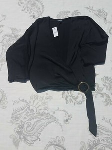 black satin wrap top