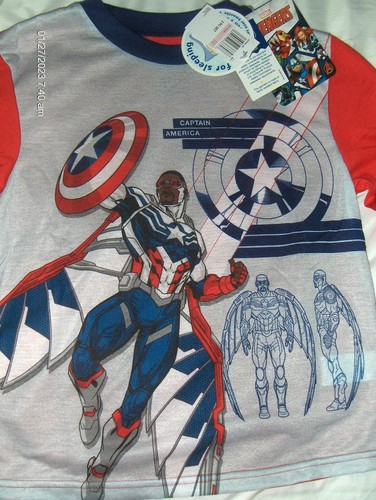 New Boys Marvel African American Captain America PJs Size 10 & 4 Sticky Wall Men - Picture 2 of 8