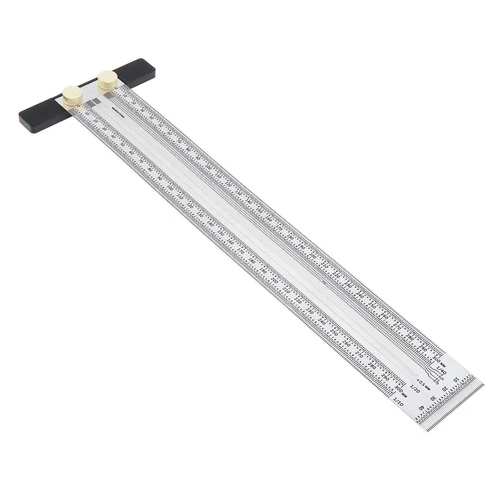 Measuring Tool 300mm Marking Stainless Steel T Ruler with Automatic Pencil US