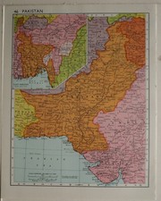 1961 MAP - PAKISTAN KARACHI BHUTAN INDIA BURMA MANIPUR