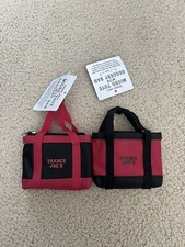 NEW LOT OF 2 Trader Joe's MICRO TOTE BAG 2 in 1 with Grocery Bag Black And Red