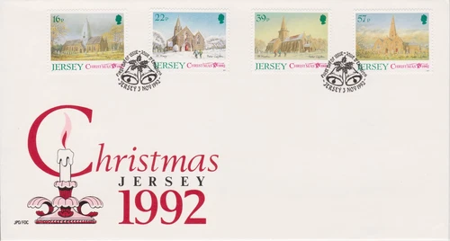 Unaddressed Jersey FDC First Day Cover 1992 Christmas Set