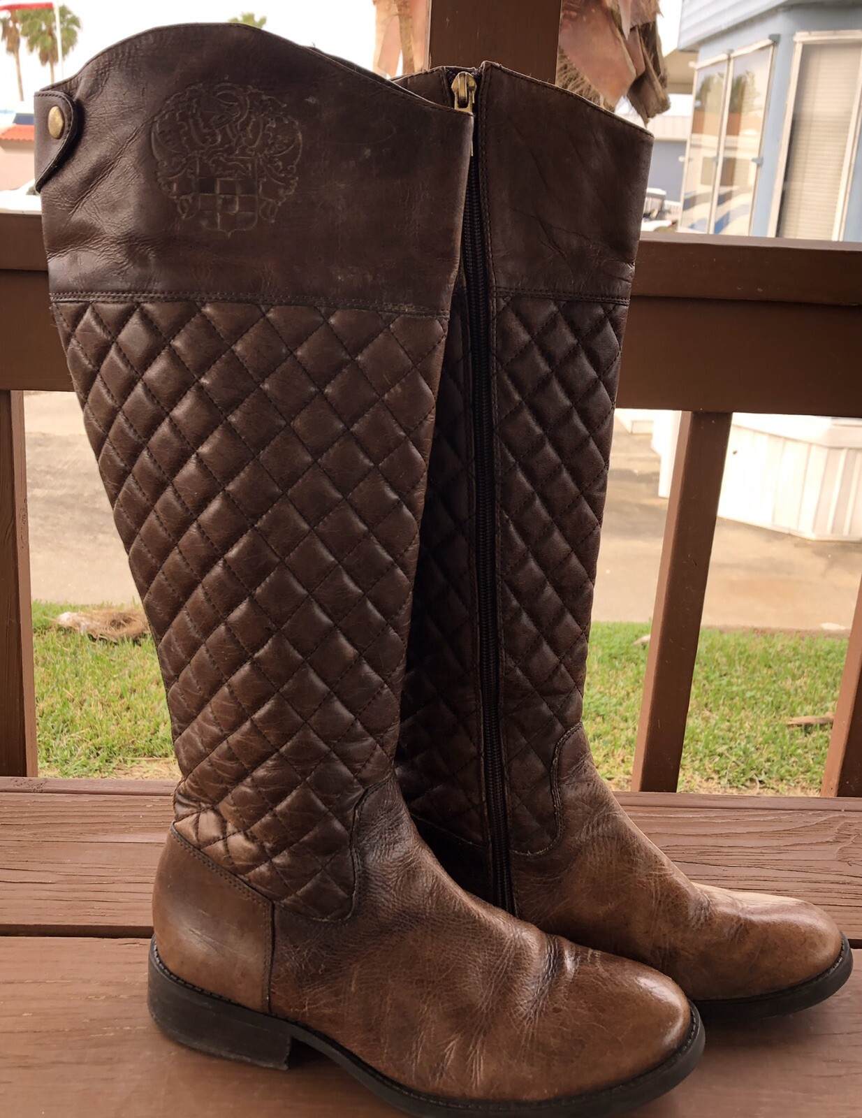 Vince Camuto Faya Brown Leather Quilted 