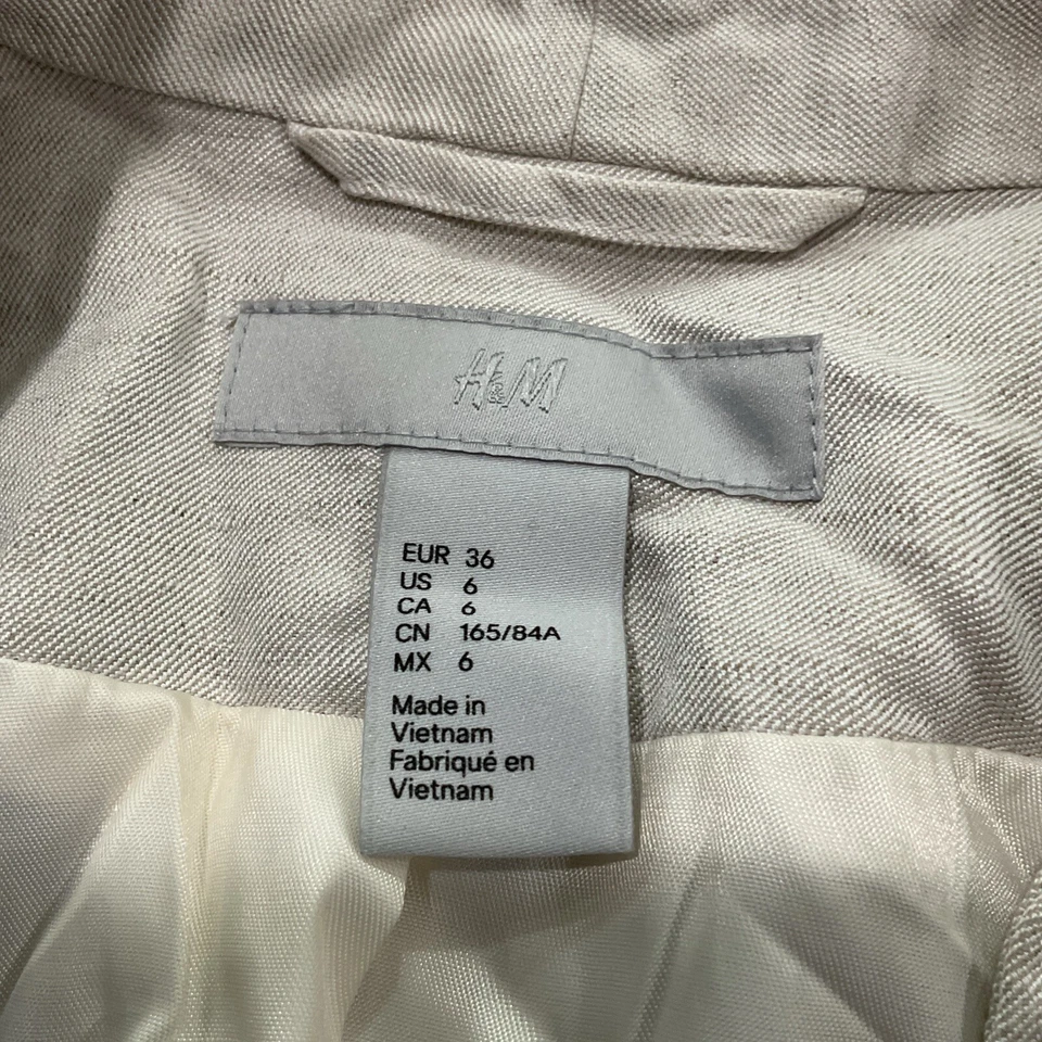 CHAQUETA MUJER H&M COLOR MARFIL MANGA 3/4 TALLA 6  Foto 4 de 4