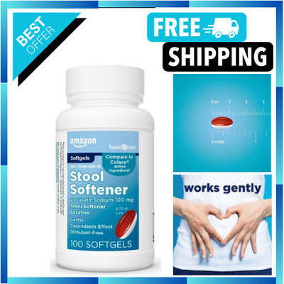 Stool Softener Laxative Docusate Sodium 100 Mg Softgels for Constipation Reli
