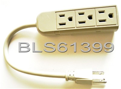 Grounded Electric 3 Outlet POWER STRIP Splitter Triple Wall Plug Adapter Tap