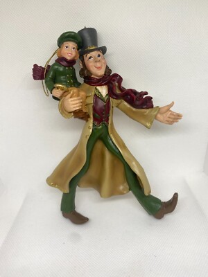 Kurt Adler's Christmas Carol Ornament Bob Cratchit and Tiny Tim Resin 7''