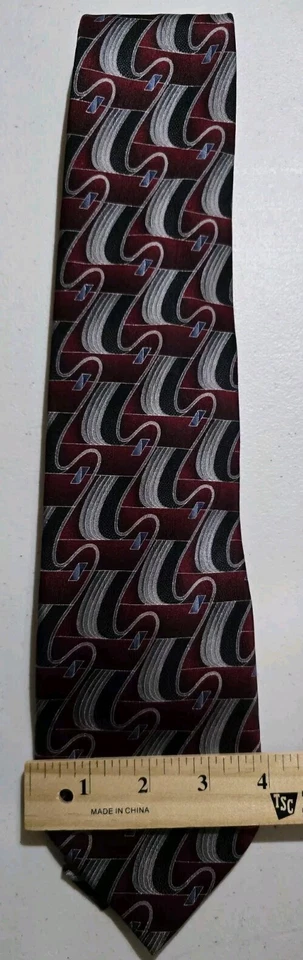 复古 IV 前领带佩斯利几何经典学院风商务红色黑色  — 第 2/3 张图片