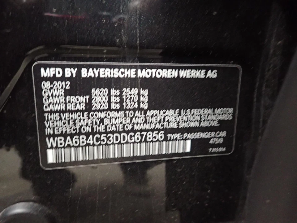 12 13 14 15 650i Right Front Side Marker Turn Signal Light, w/o Auto Park Option - Image 2 of 4