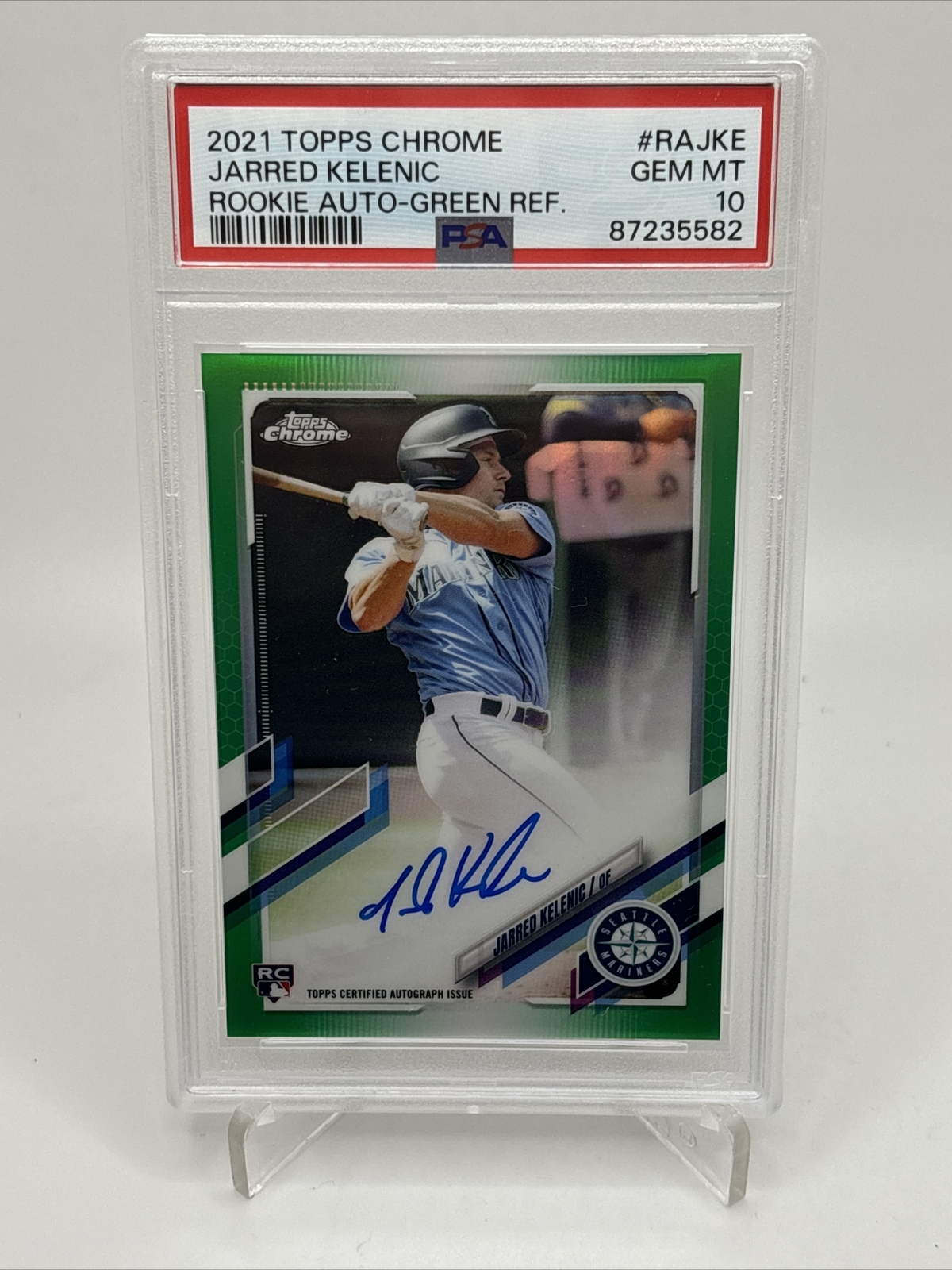 2021 Topps Chrome Jarred Kelenic Green Refractor Auto Rookie RC SP 🔥PSA10🔥