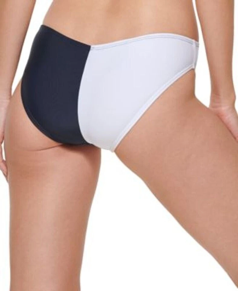 Tommy Hilfiger Womens Large Colorblock V-Cut Swim Bikini Bottoms Blue $58 1909 - Image 2 of 4