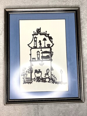 NEW Paper Cutting Scherenschnitte Picture Signed CK, Framed Original Piece