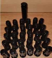 30pcs Black Spike Lug Nuts 14x2 Threads 2 Inch Length Cone Taper Seat Coarse Inc