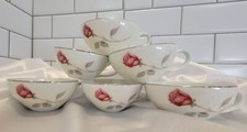Set of 6  SIX Fukagawa Arita Hand Painted Tea Cup TEA ROSE Pattern No. 1513