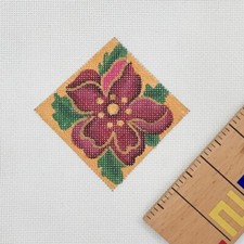Handpainted Needlepoint Canvas PLD Julie Mar cloissone Christmas Rose ornament