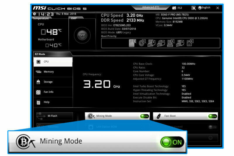 B360-F Pro MSI 6/12/18 PCI-E GPU Expert Mining Motherboard