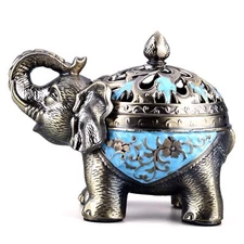 Metal Backflow Incense Holder Elephant Cone Incense Burner Candle Holder With Li