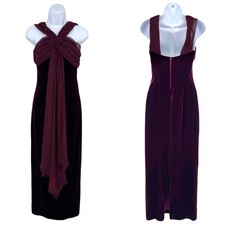 vintage 90s evening gown maxi prom dress velvet burgundy Small
