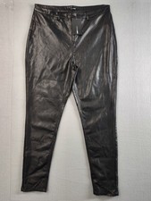 Fashion Nova Women Pant 2X Black Leather Ankle Skinny Straight Leg Elegant Fit