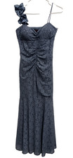 Y2K Reign On Evening Formal Maxi Dress 9/10 Gray Lace Sequined Fairy Whimsygoth