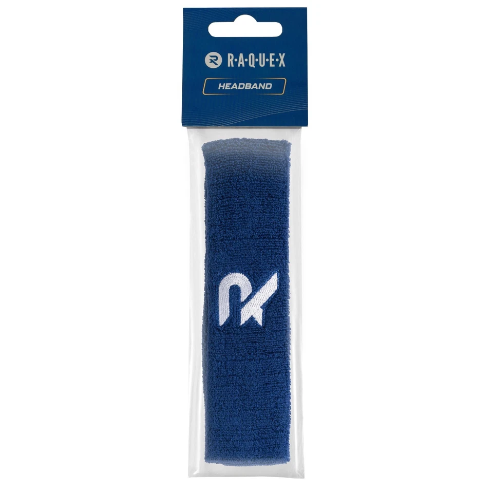 Sports Wrist Sweatbands & Headband Set Blue Cotton Squash Tennis 80s Fitness - Image 4 of 4