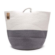 GREY LARGE ROPE COTTON Laundry Storage Big Basket 45x40cm Made in India