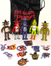 5 Five Nights At Freddy's Action Figure Lot 6 Inch  Stickers  Carry Bag Set
