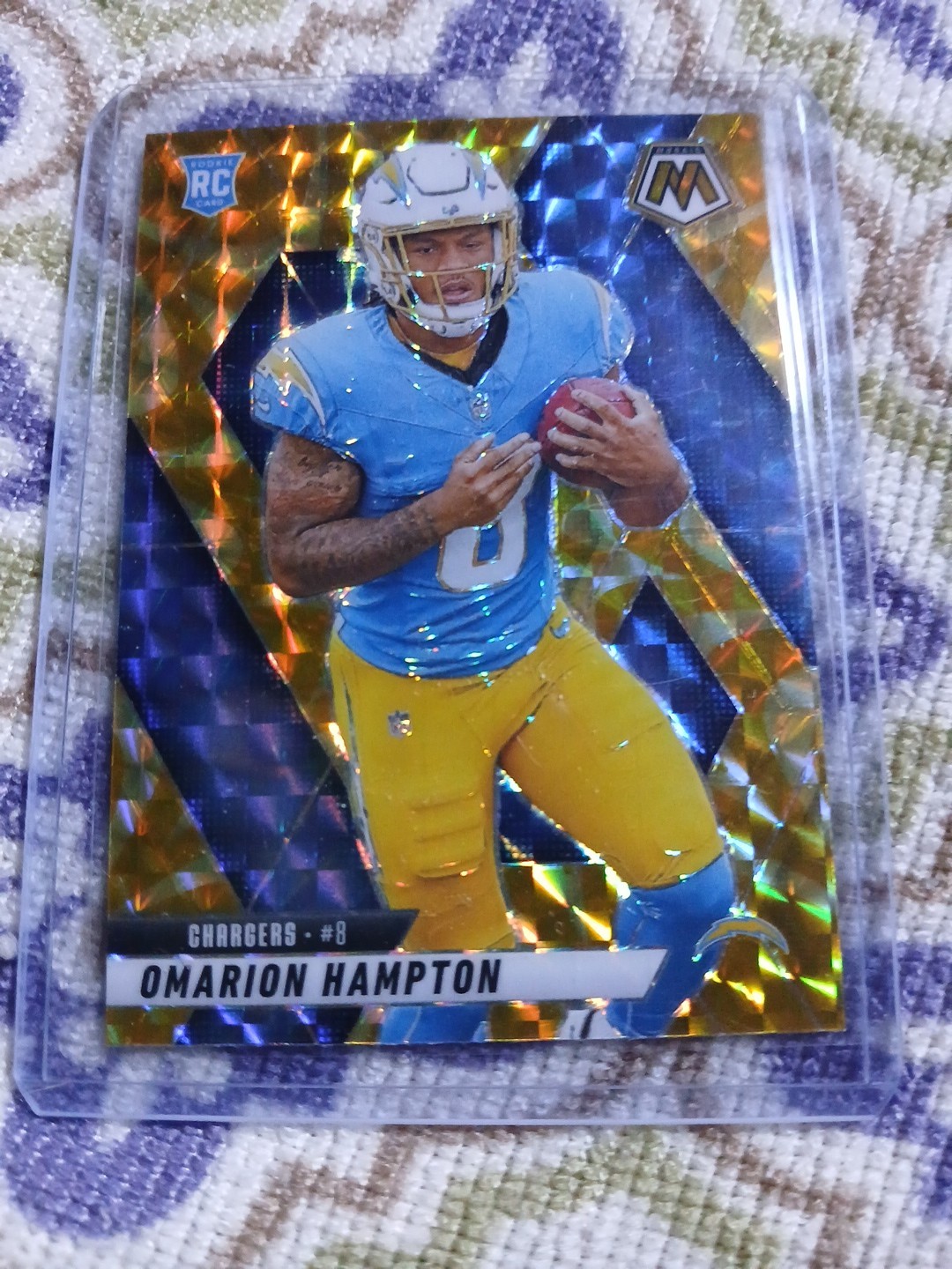Omarion Hampton 2025 Mosaic Football Rookie Yellow Reactive Mosaic Chargers #335