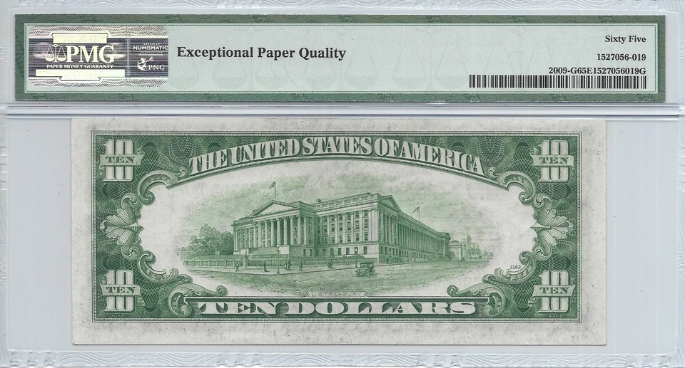 1934D $10 CHICAGO FRN. PMG GEM Uncirculated 65 EPQ Banknote. - Image 2 of 2