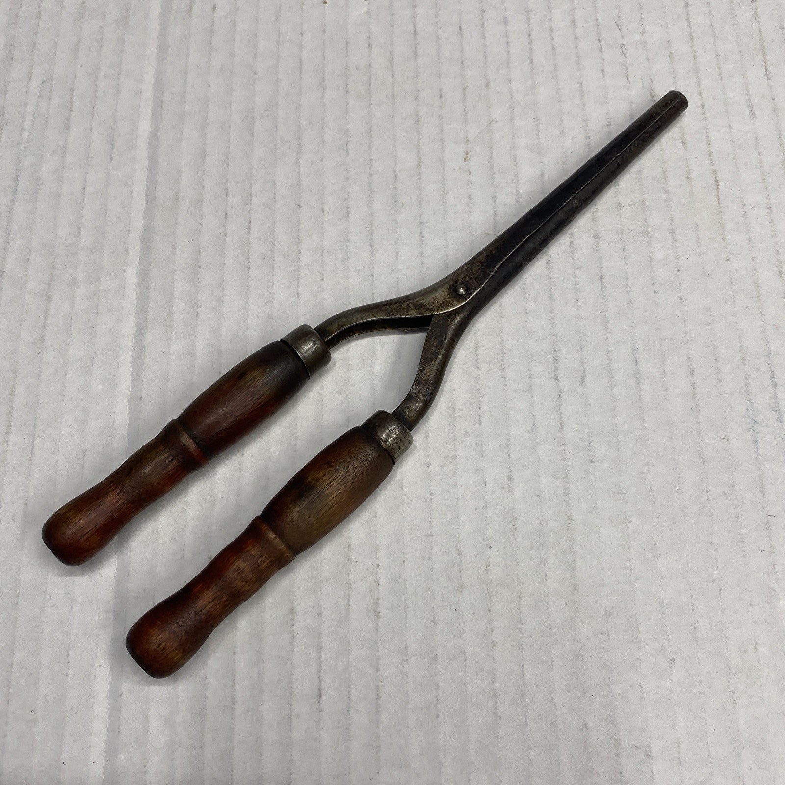 Antique Vintage CURLING IRON Hair Mustache Pincurls Tool Wood Handles