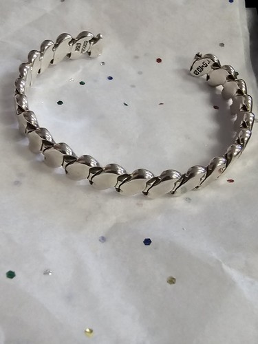 sterling silver Flat Rope cuff bracelet 6.5" 31 Grams circumference 925 - Picture 3 of 11